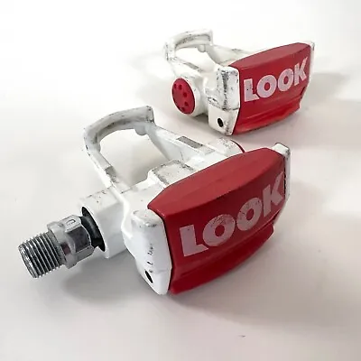 Vintage LOOK PP66 Red/White Clipless Cycling Pedals • $26.98