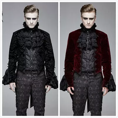 Devil Fashion Men's Black Vintage Gothic Victorian Tuxedo Party Jacquard Jacket • $122.92