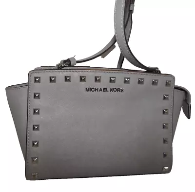 MICHAEL KORS Grey Purse Crossbody Bag Selma Saffiano Leather • $44.99