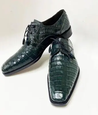 Men's Mezlan Forest Green Dress Shoe 100% Genuine Crocodile Leather Anderson 14 • $829.99