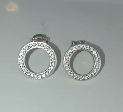 Pandora S925 ALE Clear CZ Halo Stud Earrings • £14.99