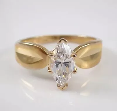 2 Ct Marquise Simulated Diamond Solitaire Engagement Ring 14k Yellow Gold Plated • $124.99