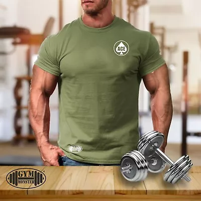 ACE T Shirt Pocket Gym Clothing Bodybuilding Training Workout Exercise Men Top • £10.99