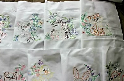 Vintage Style SPRING Critters Quilt Blocks 10 Embroidered Adorable Set • $49.95