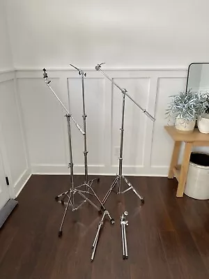 Vintage Pearl Patented Cymbal Boom Stand Lot Tama Heavy Duty Stands For Drum Set • $235