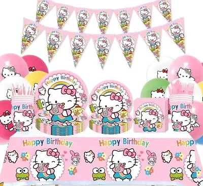 Hello Kitty Tableware Party Supplies Banner Plates Cups Girl Birthday Decoration • $19.99