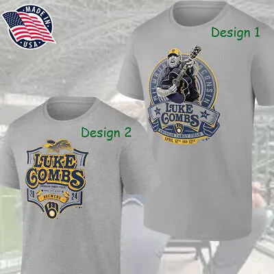 HOT NEW! - Luke Combs X Milwaukee Brewers 2024 Graphic T-Shirt For Fans Us Size • $19.90