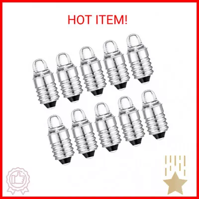 Honoson 10 Pieces E10 LED Bulbs 3 Volt Miniature Flashlight Bulbs E10 Replacemen • $13.05