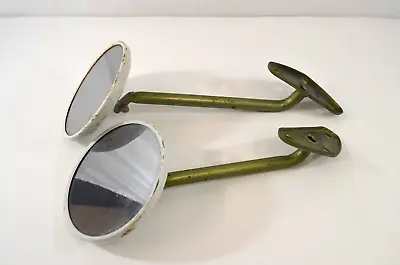 $59.99 • Buy Vintage Round Classic Car Side Mirrors Pair Side View Painted Green White