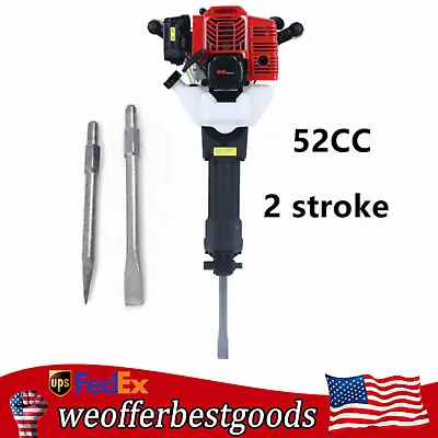 52cc Gas Powered Jack Hammer Demolition Concrete Breaker Punch Drill W/ 2 Chisel • $194.75