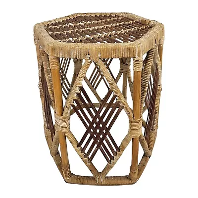 Vintage Rattan End Table Plant Stand Weaved Balinese Boho Mid-Century Modern • $95