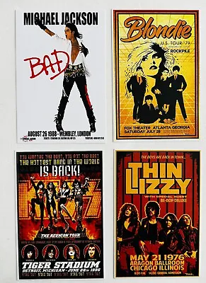 4 Collectible Postcards 4” X 6” : Michael Jackson Blondie Kiss Thin Lizzy • $18.95