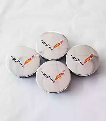 $21.99 • Buy 4pcs Chrome Wheel Center Cap For 14-19 Corvette Crossed Flags 68mm 2.7 