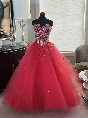 MORI LEE Madeline Gardner RED Princess Ballgown Dress Prom Size 2 • $89
