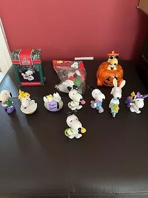 Vintage Snoopy Figurines & Ornaments Christmas Easter Halloween Lot Of 11 • $12.99