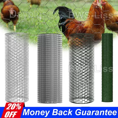 5M~50M Galvanised/PVC Chicken Wire Mesh Netting Rabbit Cage Fence Plant Net UK • £10.70