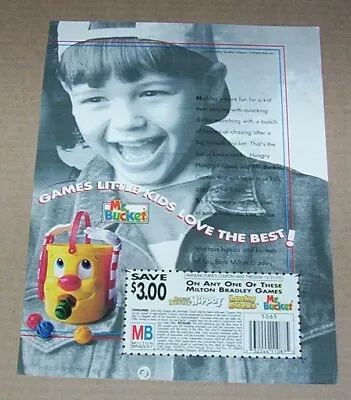 1995 Print Ad - Mr. Bucket Kids Game Cute Little Boy Milton Bradley Advertising • $6.99