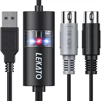 LEKATO MIDI Cable MIDI To USB Interface Midi Cable Input & Output Connecting • $16.99