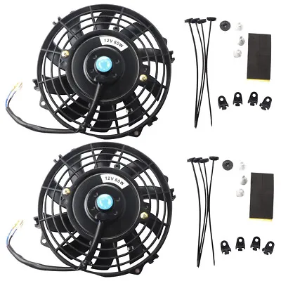 2x7 Inch Black Universal Electric Radiator Slim Fan Push/Pull 12V Mounting Kit • $34.99