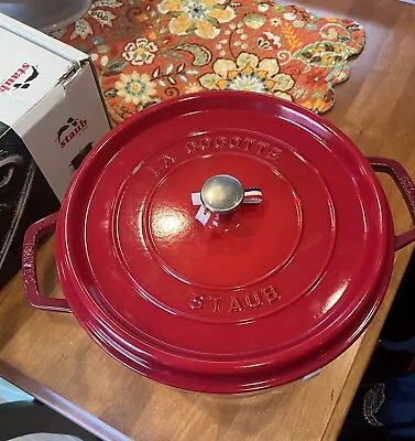 STAUB Cast Iron Enamaled 9QT Round Cocotte In Cherry Color New In Box • $275