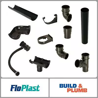 FLOPLAST MINIFLO Small Mini Guttering Rainwater Pipe Fittings BLACK Sheds Garage • £45.99