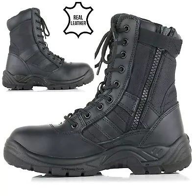 Mens Tactical Safety Steel Toe Cap Work Security Military Combat Shoe Boots Size • £28