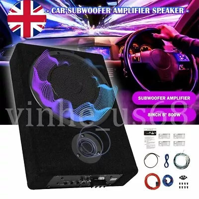 8'' Car Subwoofer Under-Seat 800W Amplifier Speaker Audio Sub Woofer Slim Box • £87.59