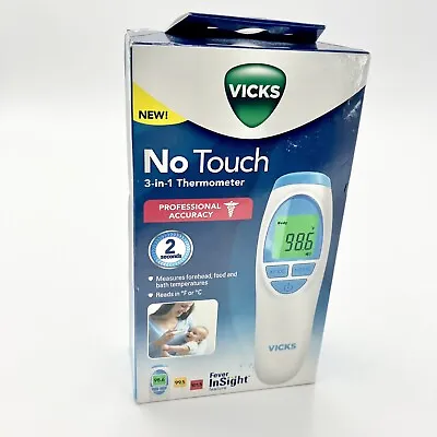 Vicks No Touch 3 In 1 Thermometer Measures Forehead Food Bath Temp New In Box • $8.95