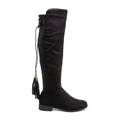 Lilley Womens Boot Black Knee High Zip Up Tassel Maci Shoezone SIZE • £24.99