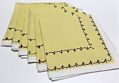 Set Of 6 Vintage Yellow Linen Luncheon Napkins 15x15  • $14.61