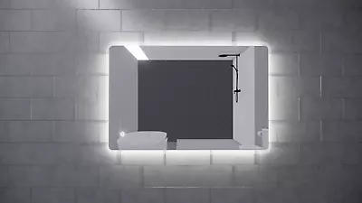 50075090012001500mm Frosted Edge Backlit Dimmable LED Mirror With Demister • $485