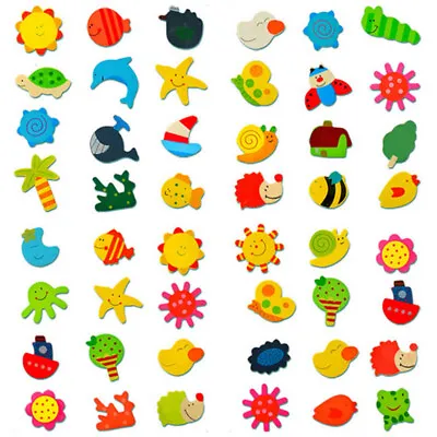 $4.06 • Buy 12pcs Colourful Wooden Cartoon Animals Fridge Magnet Novelty Magnets For Kids