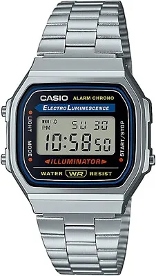 Casio A168W-1 7 Year Battery Chronograph Silvertone Watch Alarm Illuminator • $23.97