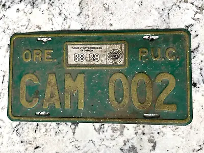 ORE. PUC License Plate 1988-1989 Oregon Tag CAM 002 Public Utilities Commission • $16