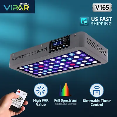 VIPARSPECTRA Timer Control 165W LED Aquarium Light Full Spectrum Coral Reef Tank • $137.99