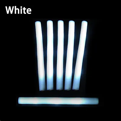 $53.99 • Buy 50 PCS 3 Flashing Mode Light Up Foam Sticks LED Wands Batons DJ Glow 18   White 