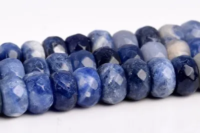 Natural Sodalite Beads Grade AAA Faceted Rondelle Loose Beads 6x4MM 8x5MM 10x6MM • $6.79