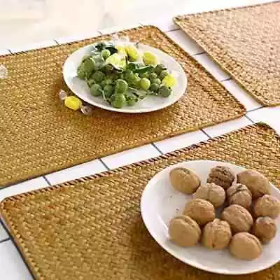 $11.35 • Buy 2 Place Mats, Large Natural Seagrass Hand-Woven Dining Thanksgiving Holiday NEW