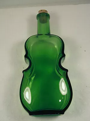 Vintage Wheaton Green Glass Violin Cello Shaped Glass Bottle • $6.99