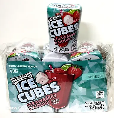 ICE BREAKERS ICE CUBES STRAWBERRY DAIQUIRI Sugar Free GUM (6 Pk X 40 Gums Each) • $22.49