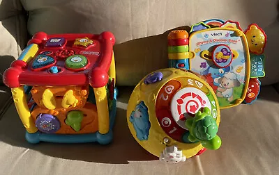 VTech Baby Wiggle And Crawl Ball Activity Cube & Rhyme And Discover Book Lights • $34.99