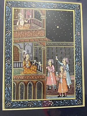 Mughal India King Queen Love Scene Hand Painting On Silk Antique Vintage India • $74.95