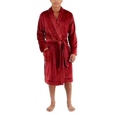 Club Room Mens Red Fleece Belted Pajama Robe Loungewear L/XL BHFO 7716 • $16.99