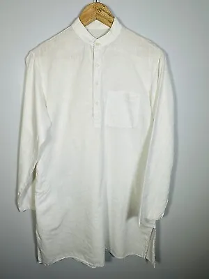 Vintage Indian Cotton Shirt Tunic Size Large White Long Kurta • £12