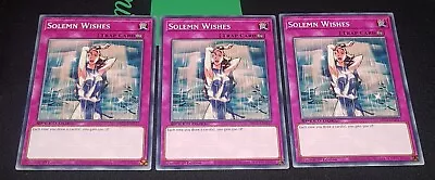 Yu-gi-oh! TCG 3x Solemn Wishes SBC1-ENH17 X3 COMMON YUGIOH! TRAP SET GOAT NM • $7.50