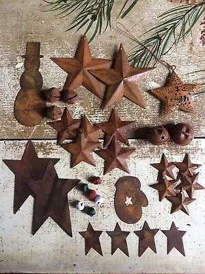 33pc Christmas Sample Lot Rusty Metal Barn Stars Bells Cutouts Cutout Craft • $11.95