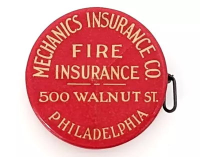 VTG Mechanics Fire Insurance Philadelphia Advertising Sewing Tape Measure • $20