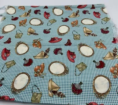 HTF HATS MIRRORS FLOWERS PURSES Cotton Fabric Remnant 9” X 42” • $8.95
