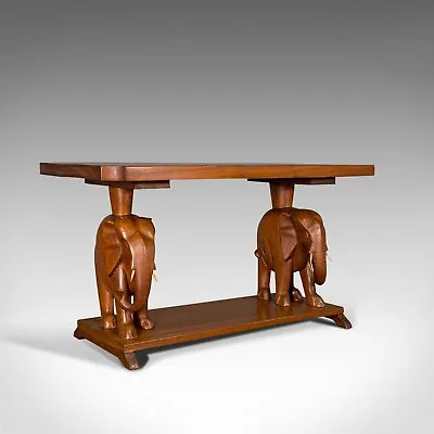 Vintage Decorative Coffee Table Asian Mahogany Side Elephants Art Deco • $1487.24