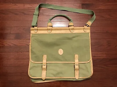 POLO RALPH LAUREN PORTFOLIO SHOULDER BAG GREEN BEIGE PIPE STRAP ART ARTIST V • $34.99